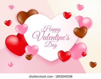 High Quality Love Background with 3D Hearts for your Saint Valentine´ s Day Design . Isolated Vector Elements