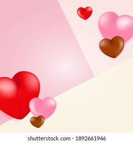 High Quality Love Background with 3D Hearts for your Saint Valentine´ s Day Design . Isolated Vector Elements