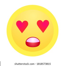 High quality, loving smiley, smiley with hearts isolated on white background. Popular chat elements. A popular smiley.