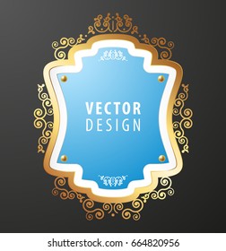 High Quality Luxury Frame on Black Background . Vector Isolated Illustration