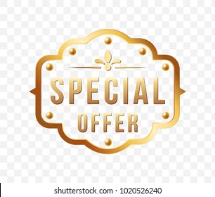 High Quality Luxury Golden Label on Transparent Background . Vector Isolated Illustration
