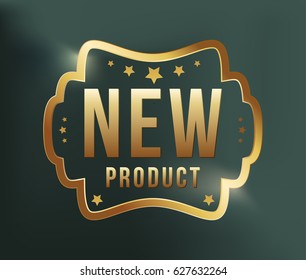 High Quality Luxury Golden Label on Dark Background . Vector Isolated Illustration