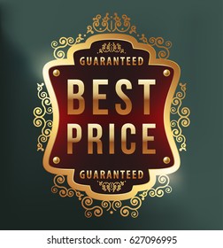 High Quality Luxury Label on Dark Background . Vector Isolated Illustration
