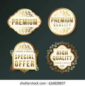 High Quality Luxury Labels on Dark Background . Vector Isolated Illustration