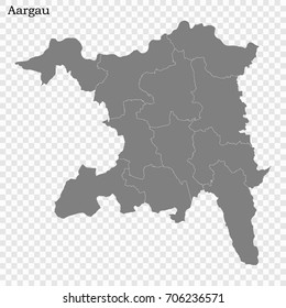 High Quality map of Aargau is a canton of Switzerland, with borders of the districts