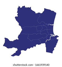 High Quality map of Aberdeen is a city of Scotland, with borders of the wards