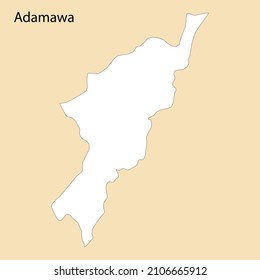 High Quality map of Adamawa is a region of Nigeria, with borders of the districts