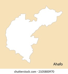 High Quality map of Ahafo is a region of Ghana, with borders of the districts