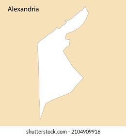 High Quality map of Alexandria is a region of Egypt, with borders of the districts