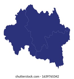 High Quality map of Allier is a department of France, with borders of the arrondissement