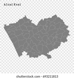 High Quality map of Altai Krai is a region of Russia with borders of the districts
