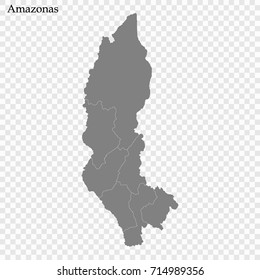 High Quality map of Amazonas is a province of Peru, with borders of the provinces