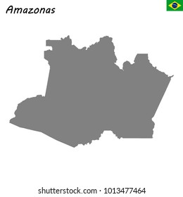 High Quality map of Amazonas is a state of Brazil