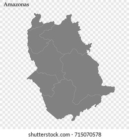 High Quality map of Amazonas is a state of Venezuela, with borders of the municipalities