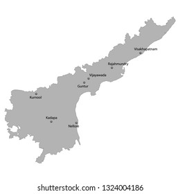 High Quality map of Andhra Pradesh is a state of India, With main cities location