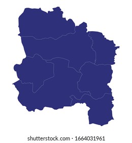 High Quality map of Ang Thong is a province of Thailand, with borders of the districts