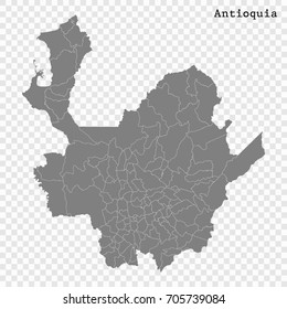 High Quality map of Antioquia is a Department of Colombia with borders of the Municipalities