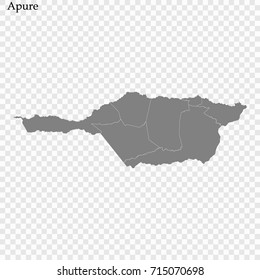 High Quality map of Apure is a state of Venezuela, with borders of the municipalities