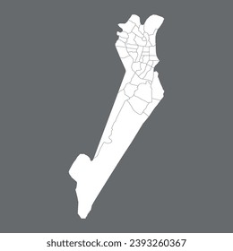 High Quality map of Aracaju is a city Brazil, with borders of the districts. Map of Aracaju for your web site design, app, UI. EPS10.