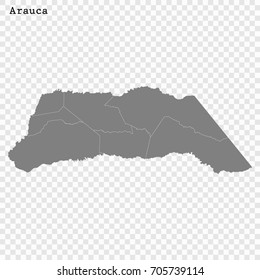 High Quality map of Arauca is a Department of Colombia with borders of the Municipalities
