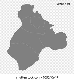 High Quality map of Ardahan is a province of Turkey, with borders of the Districts