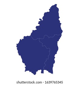 High Quality map of Ardeche is a department of France, with borders of the arrondissement