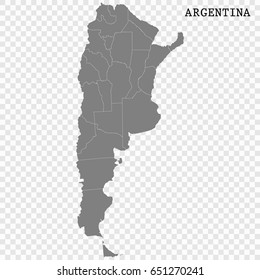 High quality map of Argentina with borders of the regions and counties