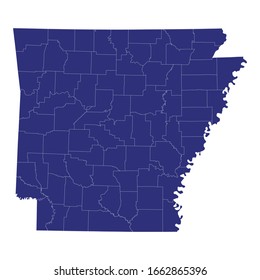 Mapa de alta calidad de Arkansas es un estado de los Estados Unidos de América con fronteras de los condados