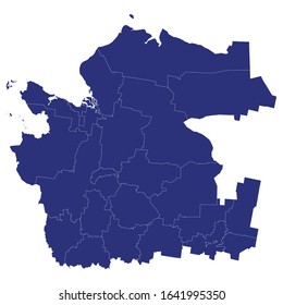 High Quality map of Arkhangelsk Oblast is a region of Russia with borders of the districts
