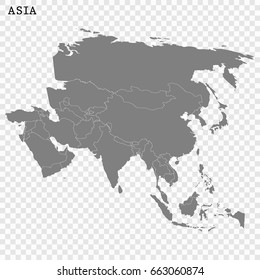 High quality map of Asia with borders of the countries