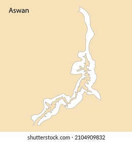 High Quality map of Aswan is a region of Egypt, with borders of the districts