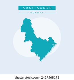 High Quality map of Aust-Agder County of Norway, with borders of municipality