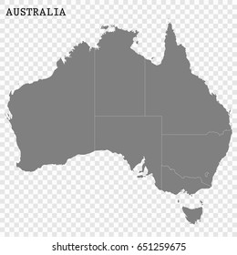 High quality map of Australia with borders of the regions or counties
