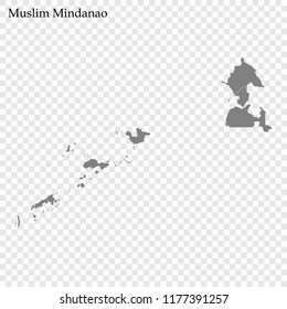 High Quality map of Autonomous Region in Muslim Mindanao is a region of Philippines, with borders of the provinces