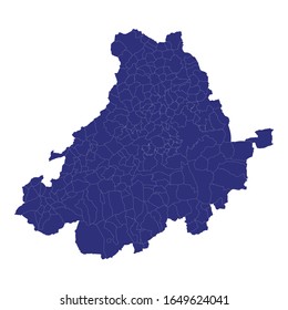Die Hochqualitätskarte von Avilla ist eine Provinz Spaniens, die an die Grenzen der Gemeinden grenzt