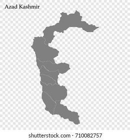 High Quality map of Azad Kashmir is a province of Pakistan, with borders of the divisions