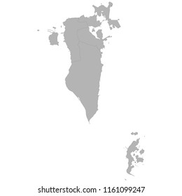 High quality map of Bahrain with borders of the regions on white background
