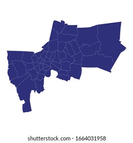 High Quality map of Bangkok is a province of Thailand, with borders of the districts