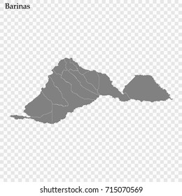 High Quality map of Barinas is a state of Venezuela, with borders of the municipalities