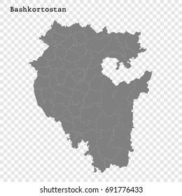 High Quality map of Bashkortostan is a region of Russia with borders of the districts