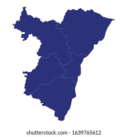 High Quality map of Bas-Rhin is a department of France, with borders of the arrondissement