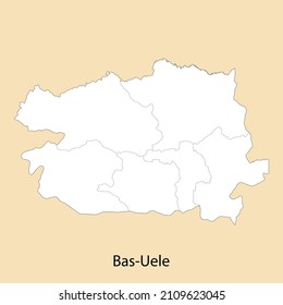 High Quality map of Bas-Uele is a region of DR Congo, with borders of the districts