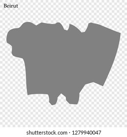 High Quality map of Beirut is Governorate of Lebanon, with borders of the municipalities