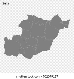 High Quality map of Beja is a district of Portugal with borders of the municipalities