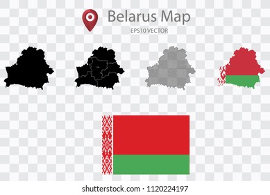 High quality map of Belarus with black dots and Flag map,on transparent background.Vector eps 10