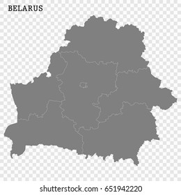 High quality map of Belarus with borders of the regions or counties