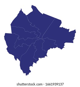 High Quality map of Belfast is a city of Northern Ireland, with borders of the wards
