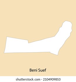 High Quality map of Beni Suef is a region of Egypt, with borders of the districts