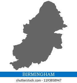 High Quality map of Birmingham is a city in United Kingdom, with borders of districts