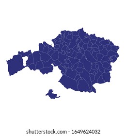 High Quality map of Biscay is a province of Spain, with borders of the municipalities